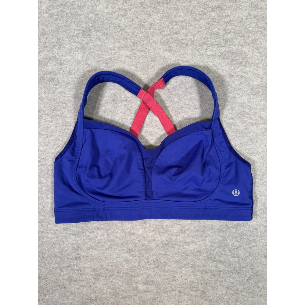 Lululemon Sports Bra Womens 34DD Blue High‎ Support Crossback Underwire Yoga Gym